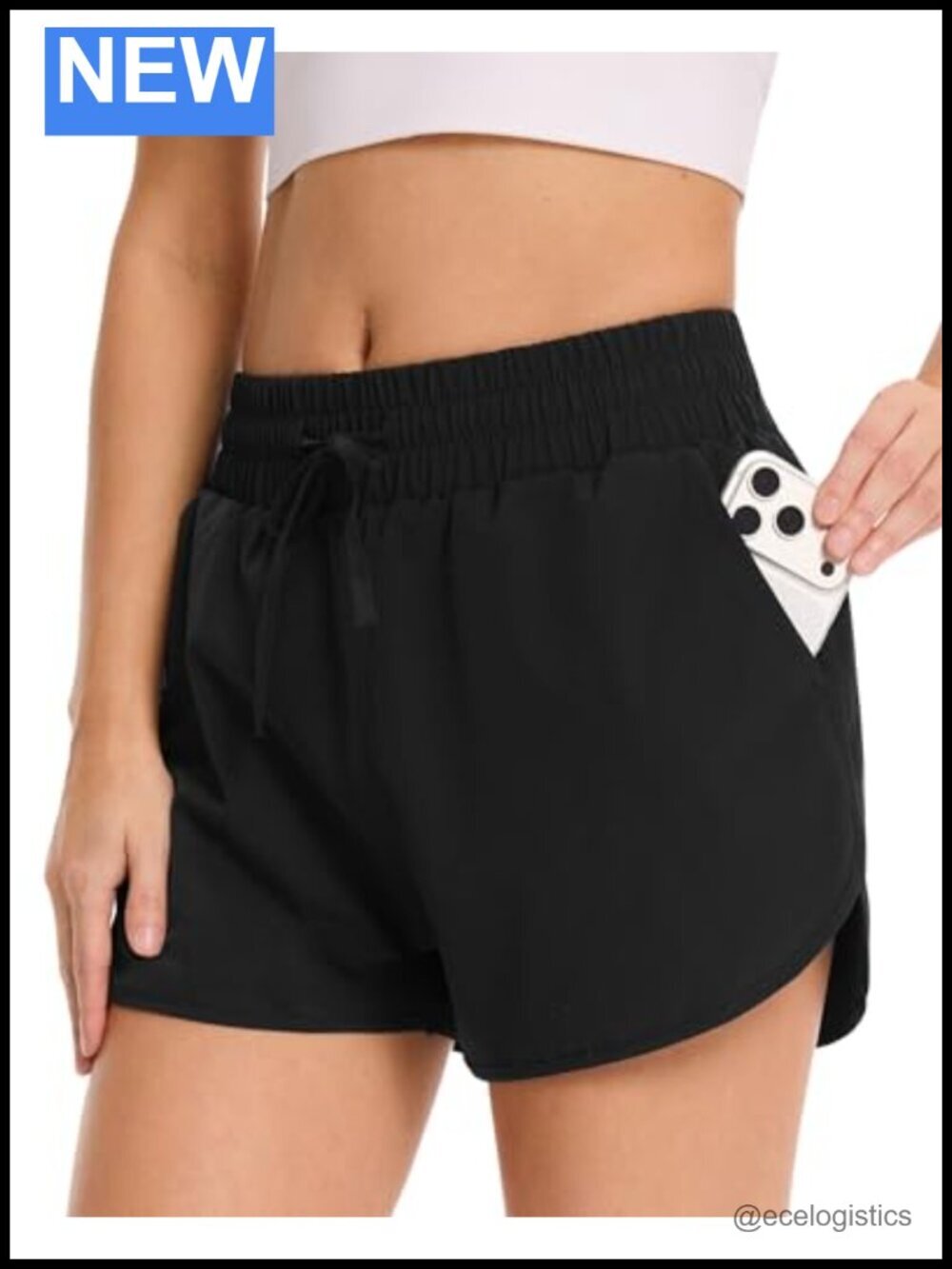 High Waisted Quick Dry Running Shorts with Pockets Side Slit